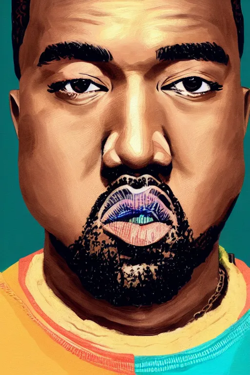 Image similar to Kanye West portrait by Hikari Shimoda, 4k