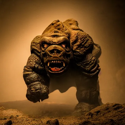 Image similar to rancor, moody lighting, shallow depth of field,