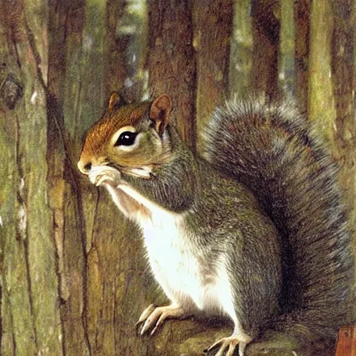 Image similar to by waterhouse, picture portrait of a squirrel in delta aviator cap, photorealism, 8 k,