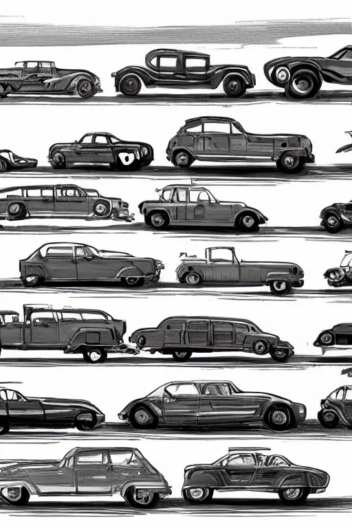 Image similar to illustration showing the evolution of cars