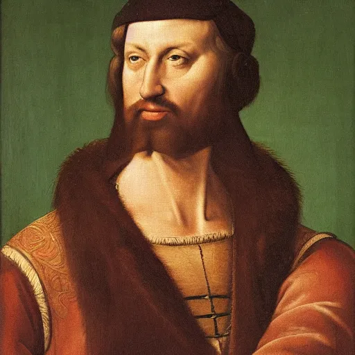 Image similar to renaissance portrait of hasan piker