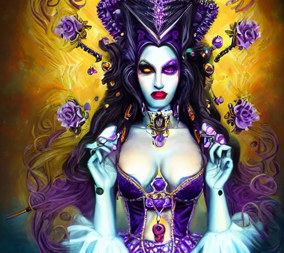 Prompt: beautiful female character inspired by new orleans mardi gras and street art vampire bounty hunter | | digital artwork made by greg rutswork, anna dittmann and lois van barlee, symmetrical rim light, anatomically correct