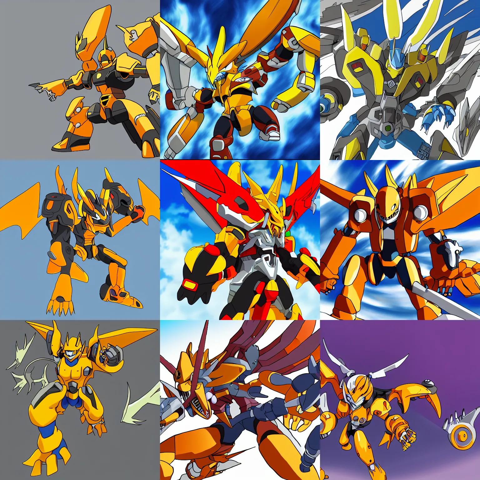 Prompt: high quality digital drawing of digimon metalgreymon, dynamic action angle