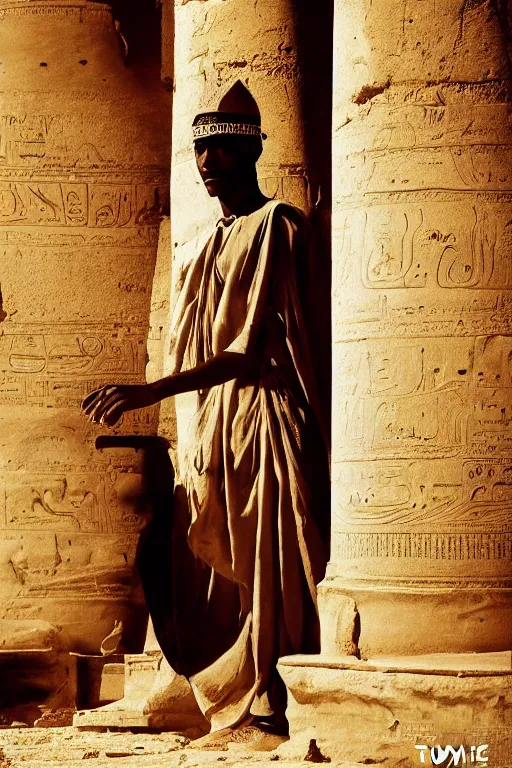 Image similar to a closer hero portrait of a live nubian temple guard in old egypt. photography photo art. cover of time magazine, dramatic light and shadow, saturated colors, ciaroscuro, interpreted by anders zorn