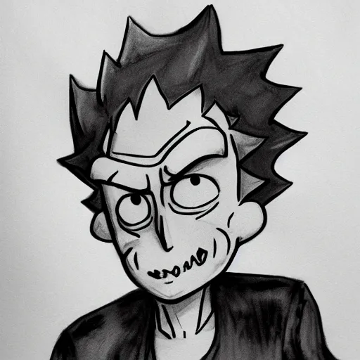 Prompt: morty from rick and morty fusain charcoal sketch artstation deviant art yoshida watercolor