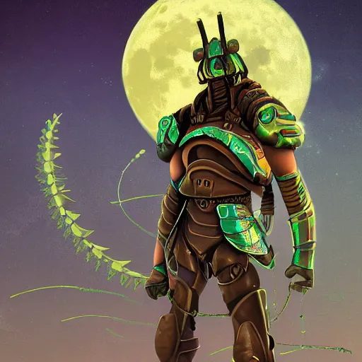 Image similar to lunarpunk knight, digital art