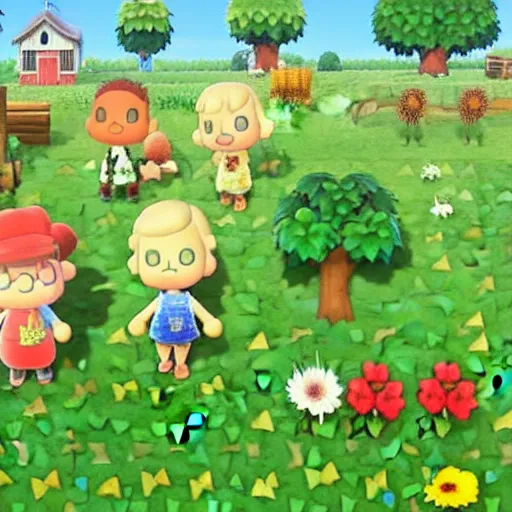 Prompt: a farm full of crops in animal crossing