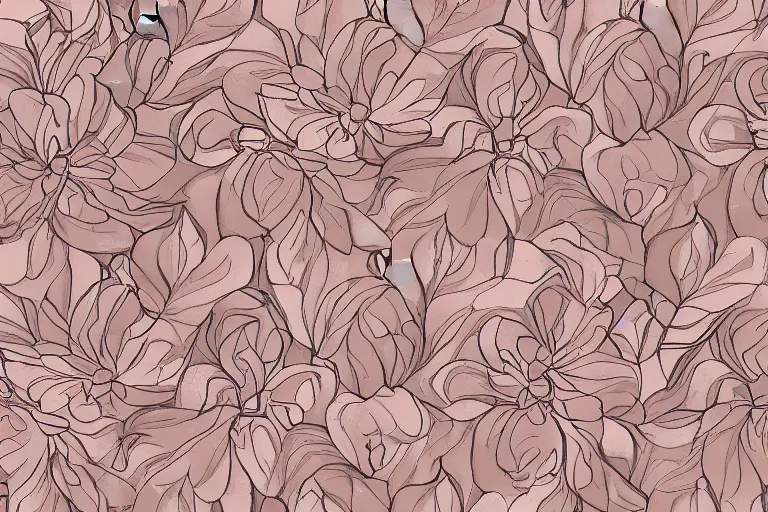 Prompt: elegant pattern of blush toned rustic flowers isolated in a solid background : : art nouveau