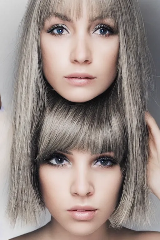 Image similar to “ blond hair woman with grey eyes and bob haircut ”