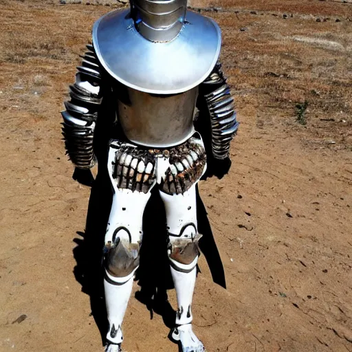 Image similar to knight wearing armor made entirely of human bones