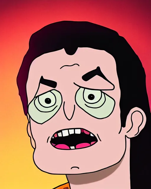 Image similar to portrait of michael jackson in the style of justin roiland. cinematic lighting. style of rick & morty. photographic, photography. by justin roiland