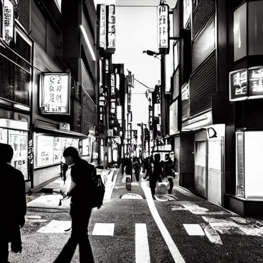 Image similar to tokyo street, lighting, dark sky