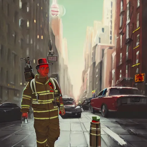 Image similar to the ghostbusters marshmallow man wearing timberlands and a yankee hat smoking a joint walking threw new york city, highly detailed portrait, digital painting, artstation, concept art, smooth, sharp foccus ilustration, artstation hq