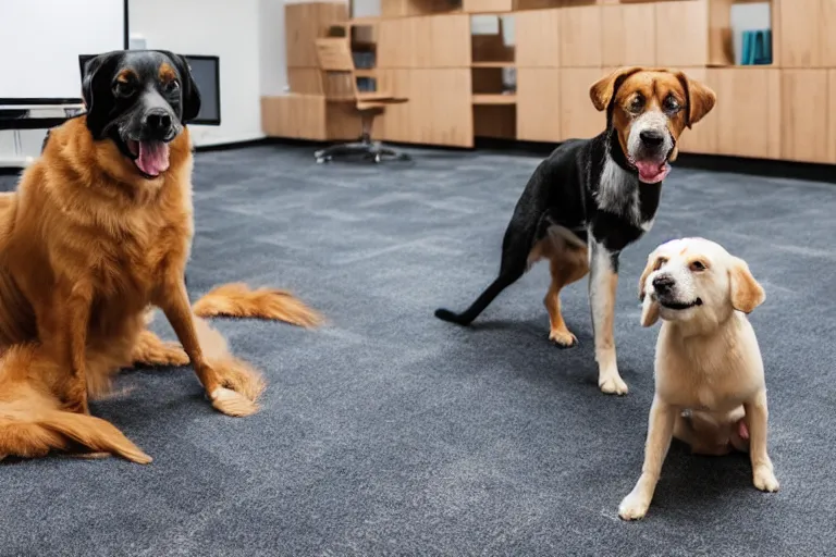 Image similar to pets are working in co - working modern offices