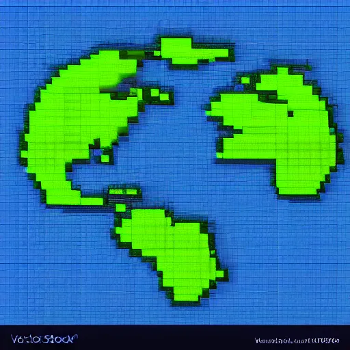 Image similar to the earth with the text wp inside, pixel arts, highly detailed