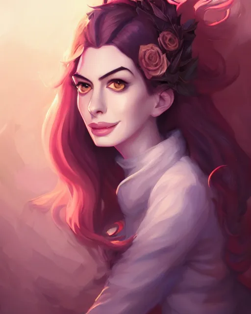 Prompt: a portrait of a beautiful full body Anne Hathaway witch, art by lois van baarle and loish and ross tran and rossdraws and sam yang and samdoesarts and artgerm, digital art, highly detailed, intricate, sharp focus, Trending on Artstation HQ, deviantart, unreal engine 5, 4K UHD image