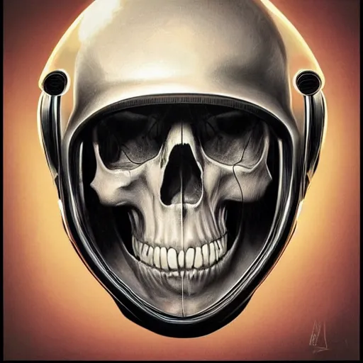 Image similar to skull in astronaut helmet detailed, epic masterpiece of cinematographic hyperrealism, realistic shaded lighting poster by craig mallismo, artgerm, jeremy