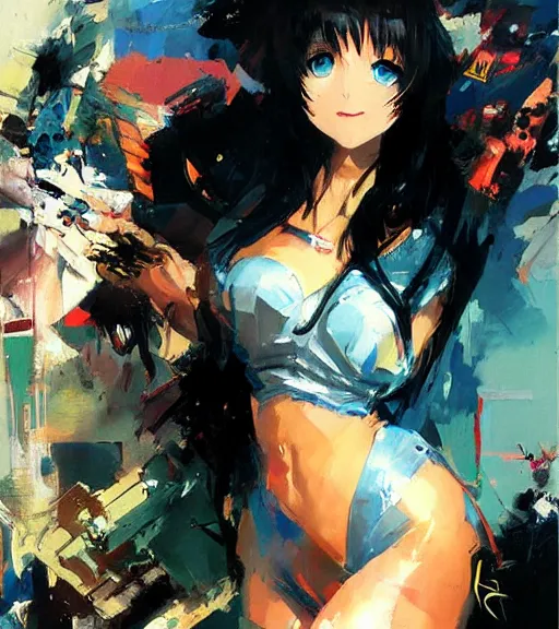 Image similar to john berkey painting of an anime woman