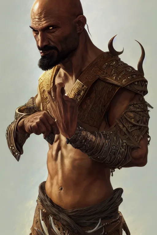 Image similar to ultra realistic illustration, a half man, half camel warrior from baldurs gate and diablo, intricate from baldurs gate, elegant, highly detailed, digital painting, artstation, concept art, smooth, sharp focus, illustration, art by artgerm and greg rutkowski and alphonse mucha