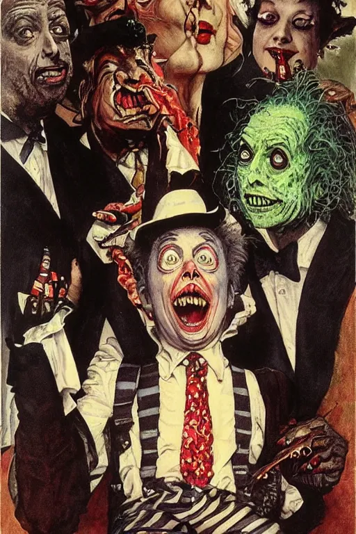 Image similar to beetlejuice painted by norman rockwell