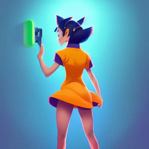 Image similar to body icon stylized minimalist an asian girl in a pikatchu costume, loftis, cory behance hd by jesper ejsing, by rhads, makoto shinkai and lois van baarle, ilya kuvshinov, rossdraws global illumination