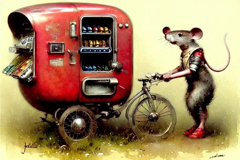 Image similar to adventurer ( ( ( ( ( 1 9 5 0 s retro future robot mouse vending machine wagon house. muted colors. ) ) ) ) ) by jean baptiste monge!!!!!!!!!!!!!!!!!!!!!!!!! chrome red