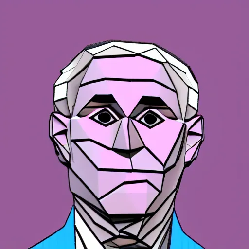 Image similar to low poly roger stone head cube shaped