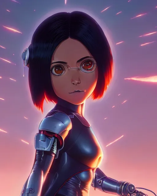 Image similar to battle angel alita, movie by greg rutkowski, loish, rhads, beeple, makoto shinkai and lois van baarle, ilya kuvshinov, rossdraws, tom bagshaw, alphonse mucho, global illumination, detailed and intricate environment