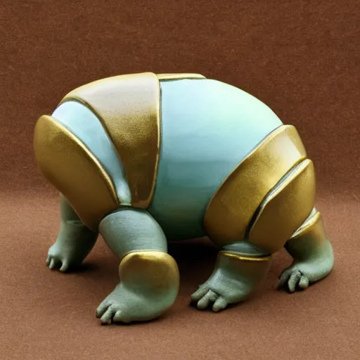 Image similar to ceramic and gold sculpture of a tardigrade, kintsugi tardigrade, award - winning sculpture