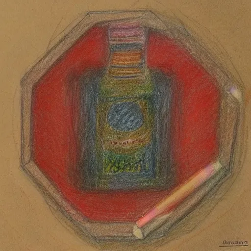 Prompt: distorted prismatic round forest octagon snapper bourbon hybrid salsa , by Mark Rothko and Judson Huss and Monsù Desiderio , #micro , child's drawing , pencil sketch