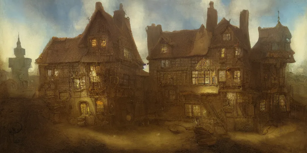 Prompt: SpongeBobs house by Rembrandt, painting, trending on artstation, 8k, highly detailed