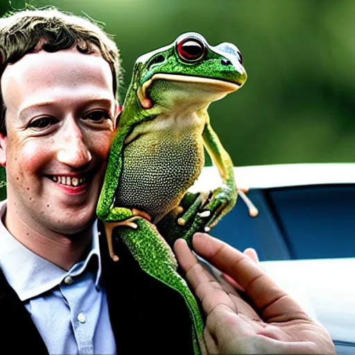 Image similar to mark zuckerberg holding a frog