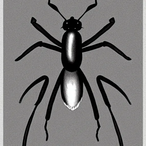 Image similar to soldier ant, black and white, botanical illustration