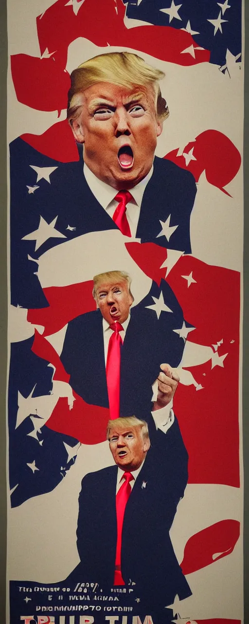 Prompt: donald trump trumpwave apotheosis poster, patriotic, nationalist, stoic, heroic, in the style of propaganda art