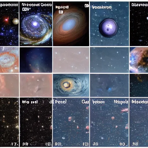 Prompt: Knolling of the observable universe.