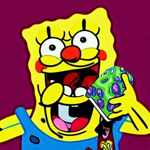 Image similar to spongebob licking a sad child, photorealistic