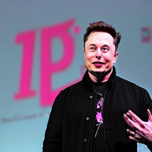 Image similar to photo of Elon Musk with a spiked pink mohawk