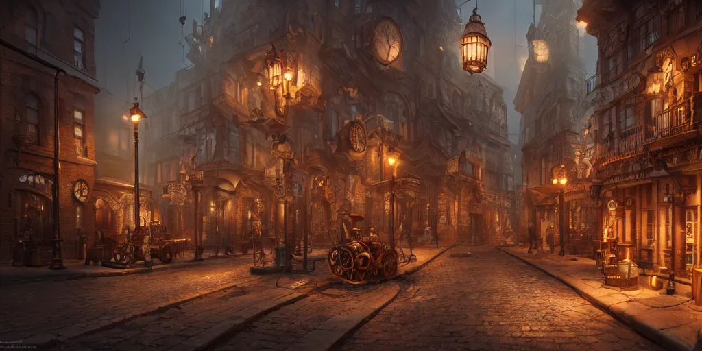 Image similar to in a steampunk city, highly detailed, 8 k, hdr, award - winning, octane render, artstation, volumetric lighting