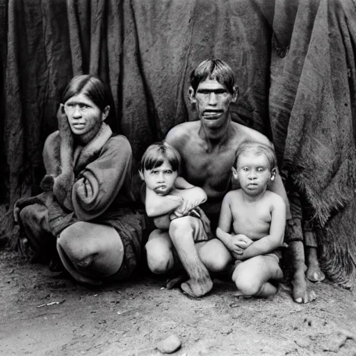 Image similar to a family of Neanderthals photographed by Dorothea Lange