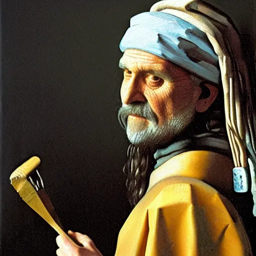 Prompt: detailed portrait of billy connolly painted by vermeer