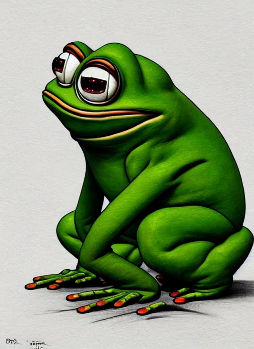 Prompt: depressed pepe the frog as a toad!!!, sad, portrait, intricat, highly detailed, digital painting, artstation, concept art, wallpaper, smooth, sharp focus, illustration, art by matt furie and artgerm and greg rutkowski and alphonse mucha