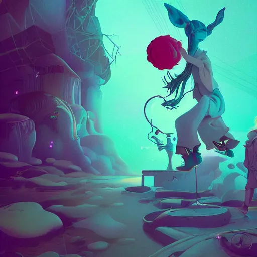 Image similar to james jean style, vfx art, unreal engine render, claymation style, colourful, volumetric light, digital painting, digital illustration, dramatic light,