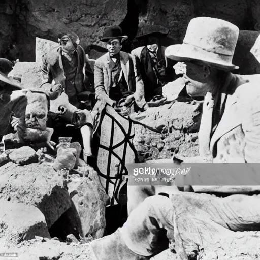 Prompt: English gentleman silent movie star performs monologue to archaeologist expedition audience at dig site in Egypt to distract them while his accomplishes sneak into expedition leader's tent. set in 1920s