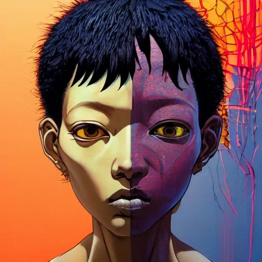 Image similar to citizen portrait soft light painted by james jean and katsuhiro otomo and erik jones, inspired by kenyan akira anime, smooth face feature, intricate oil painting, high detail illustration, sharp high detail, manga and anime 1 9 9 9