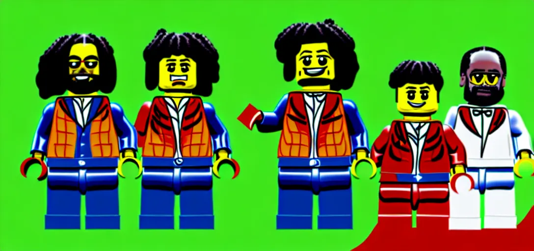 Image similar to lego snoop dogg and wizz khalifa surrounded by bunches of broccoli dean, roger digital art style