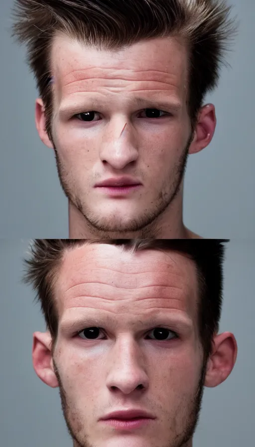 Image similar to a man with black eyes, he has the facial structure of matt smith