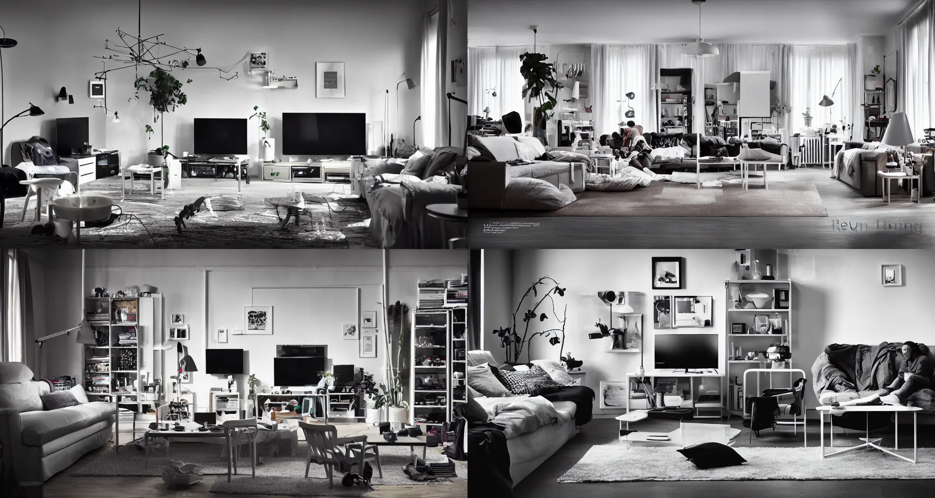 Prompt: IKEA catalogue photo of a living room, by Liam Wong