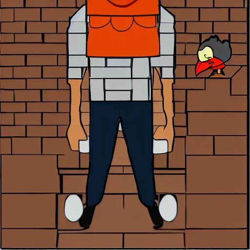 Image similar to prisoner without head but with a chicken head
