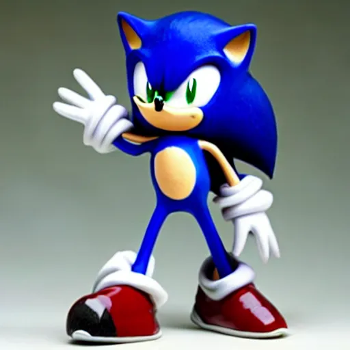 Prompt: sonic the hedgehog made out of porcelain in the style of the ming dynasty