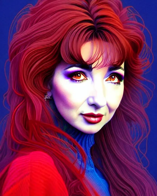 Image similar to richly detailed color illustration kate bush illustrated by artgerm and mina petrovic and timothy kong and marina federovna. 3 - d shadowing